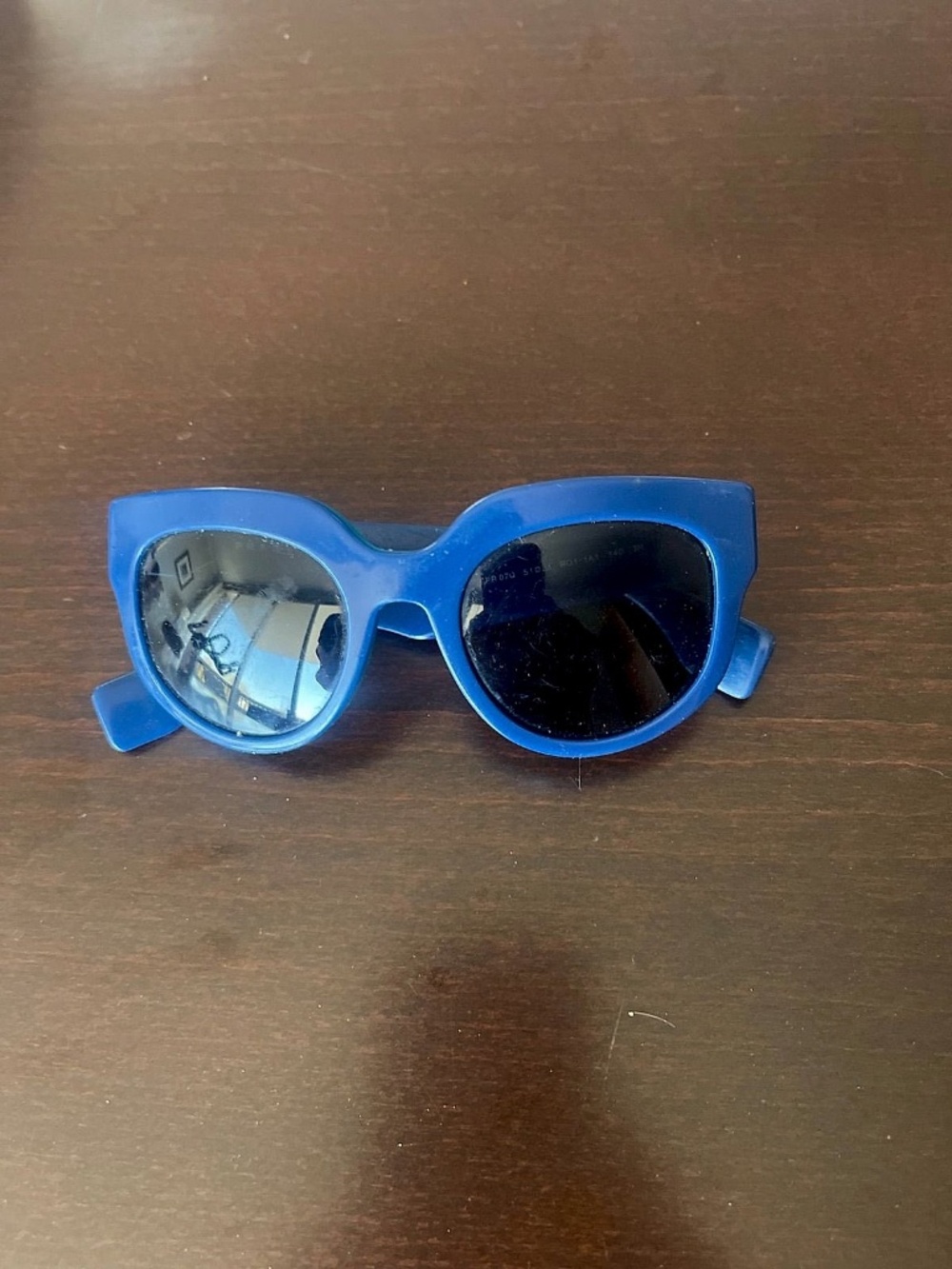 Prada Blue Acetate Cat-Eye Sunglasses with Saffiano Leather Case
